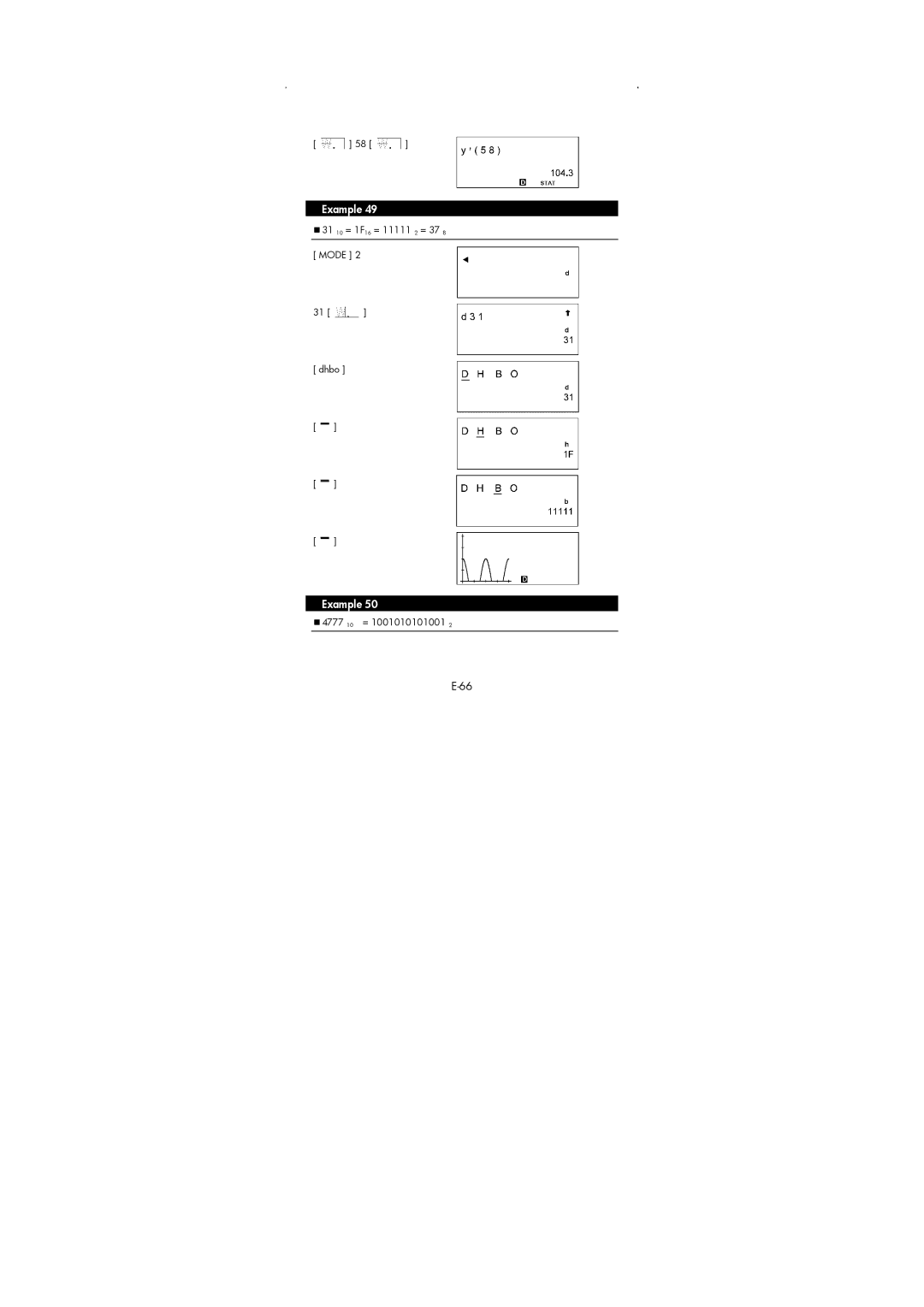 HP 9g Graphing manual 31 10 = 1F16 = 11111 2 = 37 Mode Dhbo 