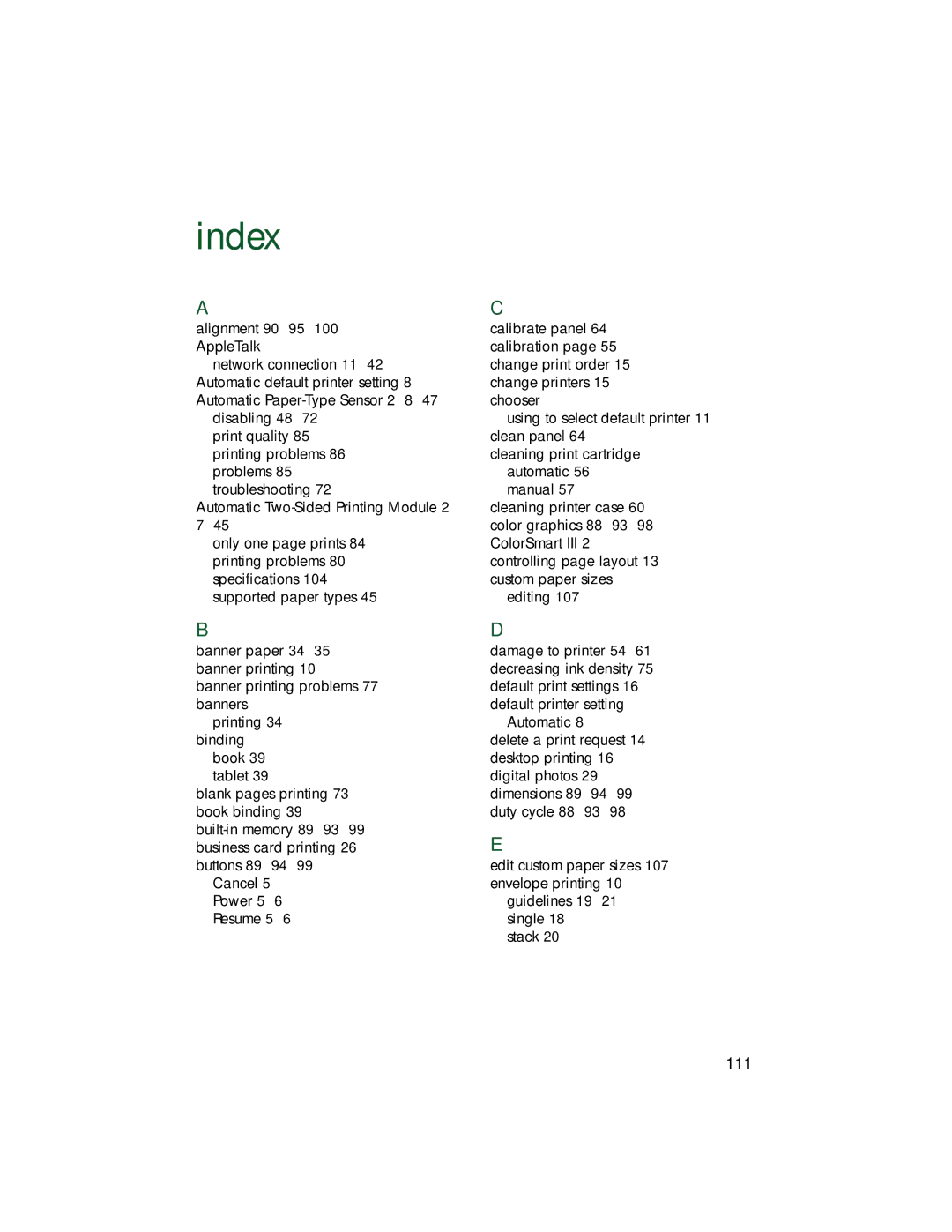 HP 9xx manual Index 