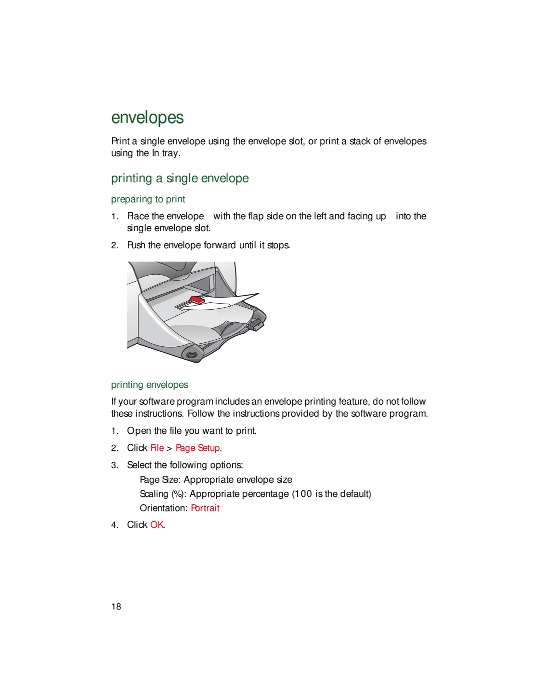 HP 9xx manual Envelopes, Printing a single envelope, Preparing to print, Printing envelopes 