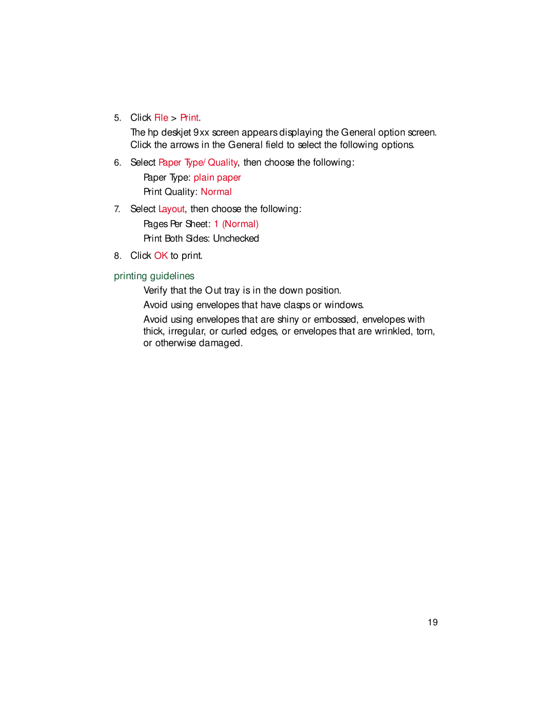 HP 9xx manual Printing guidelines, Click File Print 