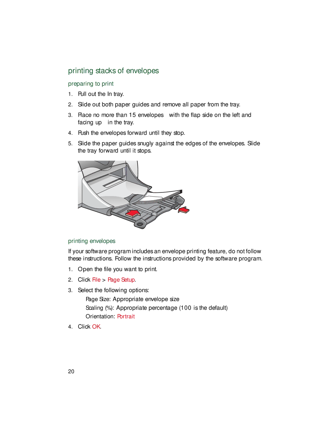 HP 9xx manual Printing stacks of envelopes 