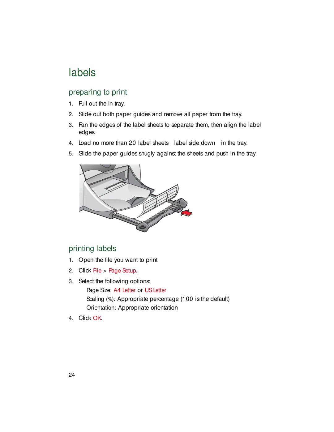 HP 9xx manual Labels, Printing labels 