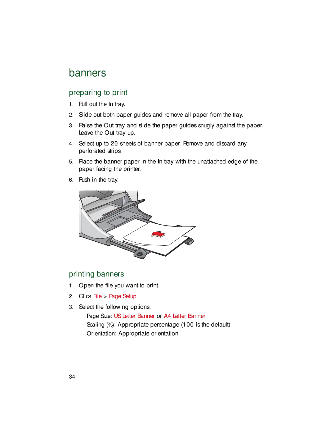 HP 9xx manual Banners, Printing banners 