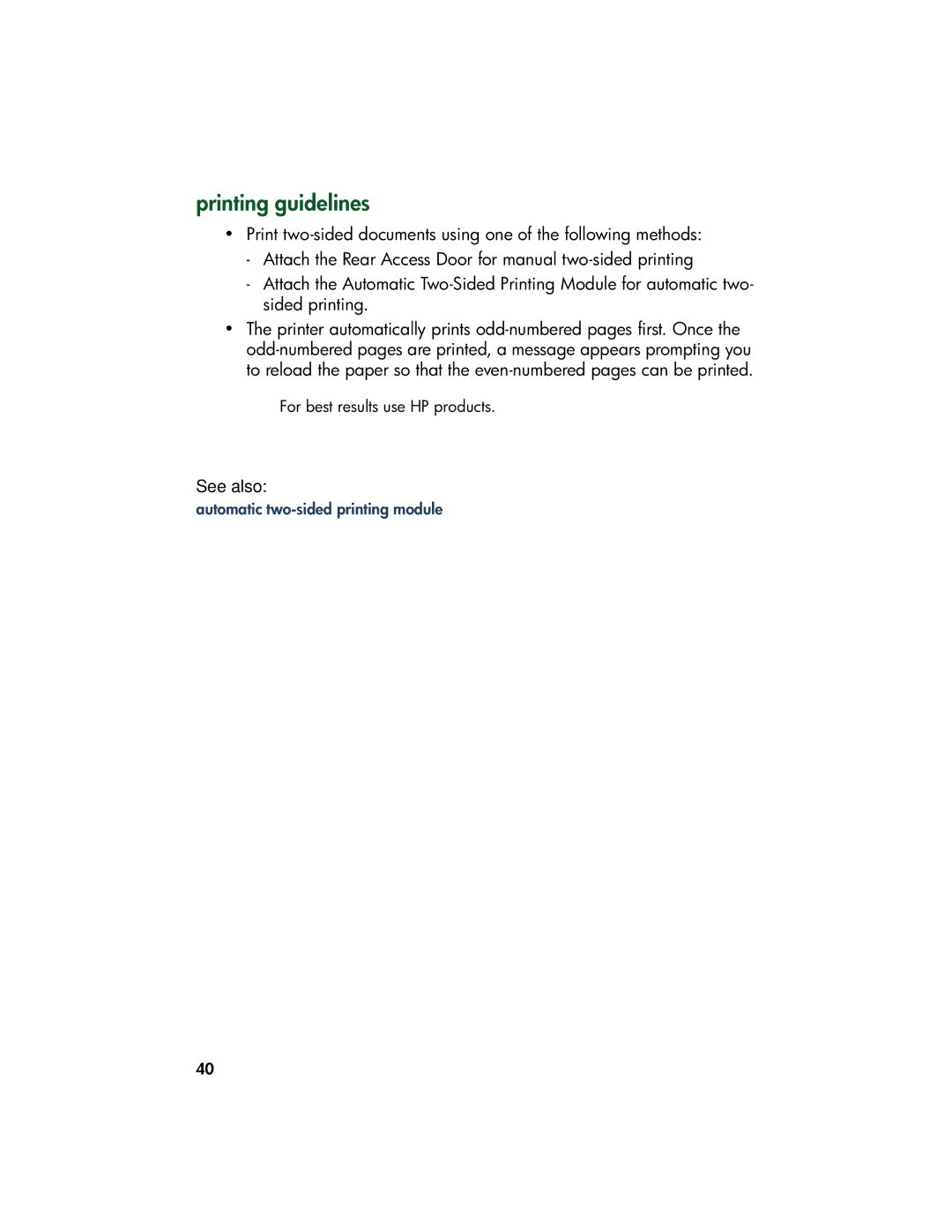 HP 9xx manual Printing guidelines 