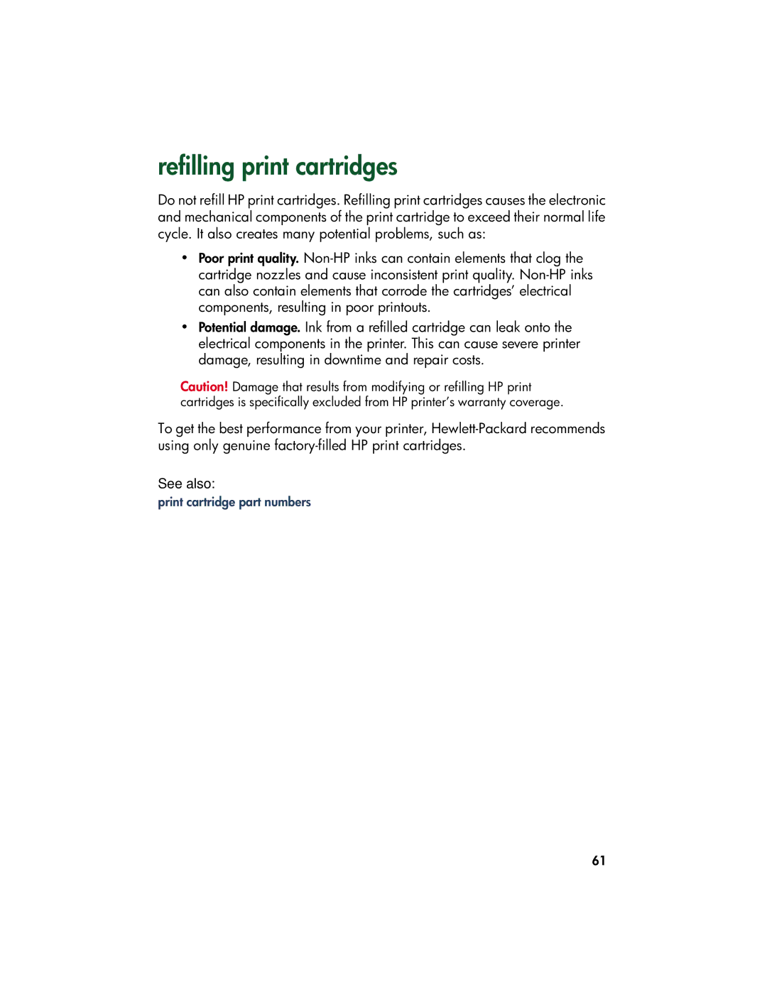 HP 9xx manual Refilling print cartridges 