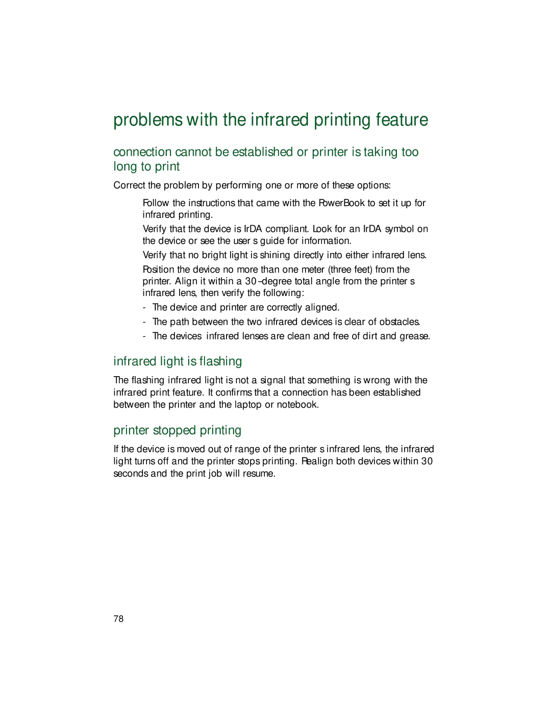 HP 9xx manual Problems with the infrared printing feature, Infrared light is flashing, Printer stopped printing 