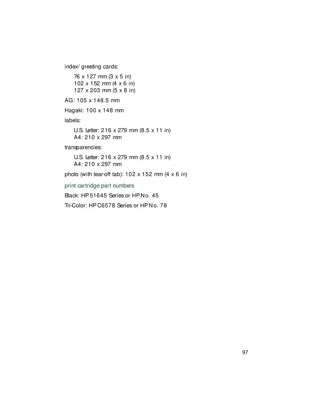 HP 9xx manual Print cartridge part numbers 