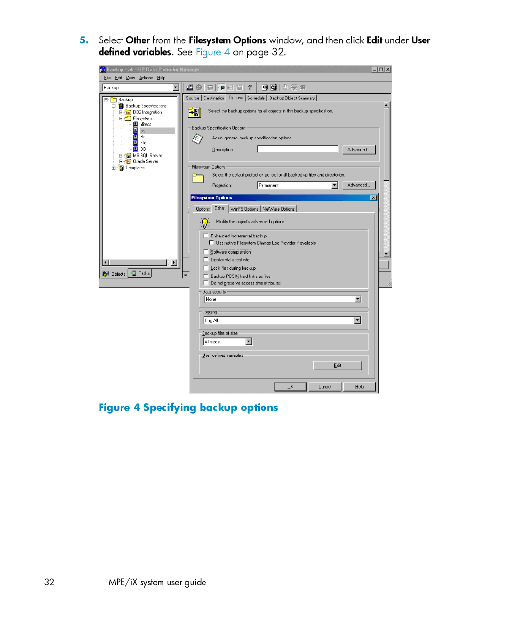 HP A.06.11 manual Specifying backup options 