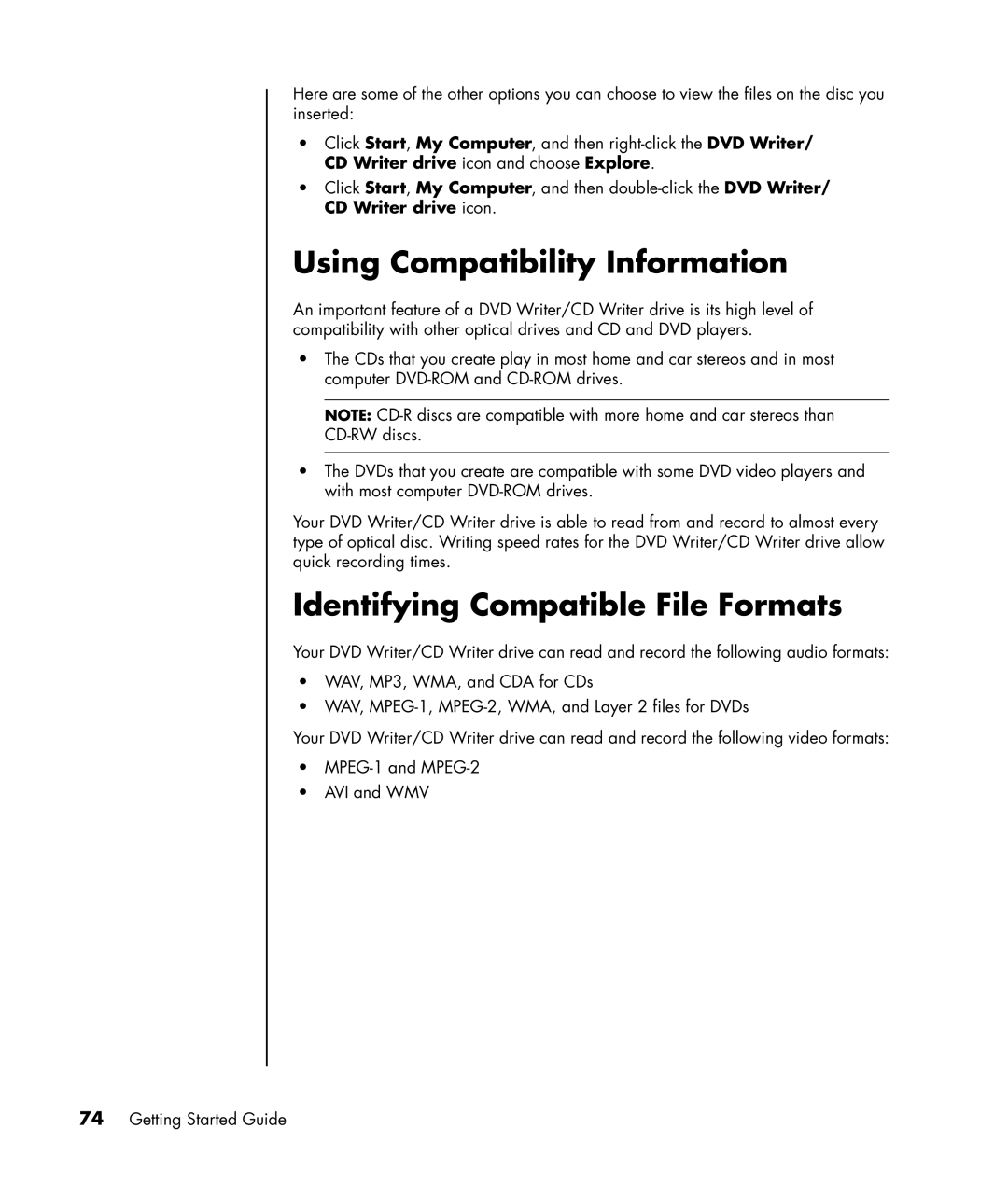 HP a1080d, a1005.uk, a1020d, a1040a, a1020in, a1020a manual Using Compatibility Information, Identifying Compatible File Formats 