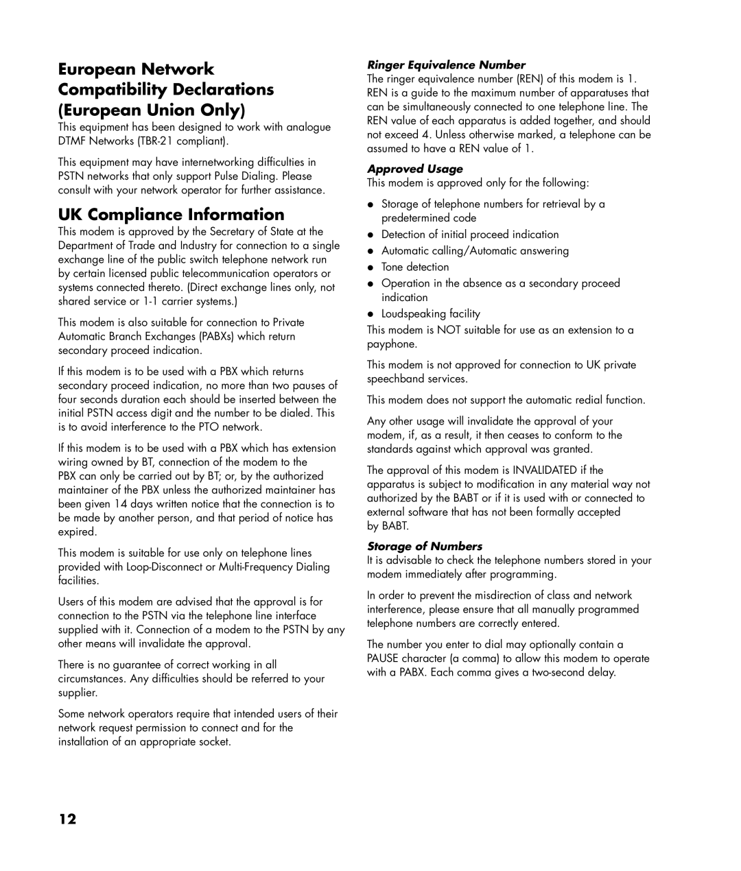 HP a1005.uk, a1029.uk manual UK Compliance Information, Ringer Equivalence Number 