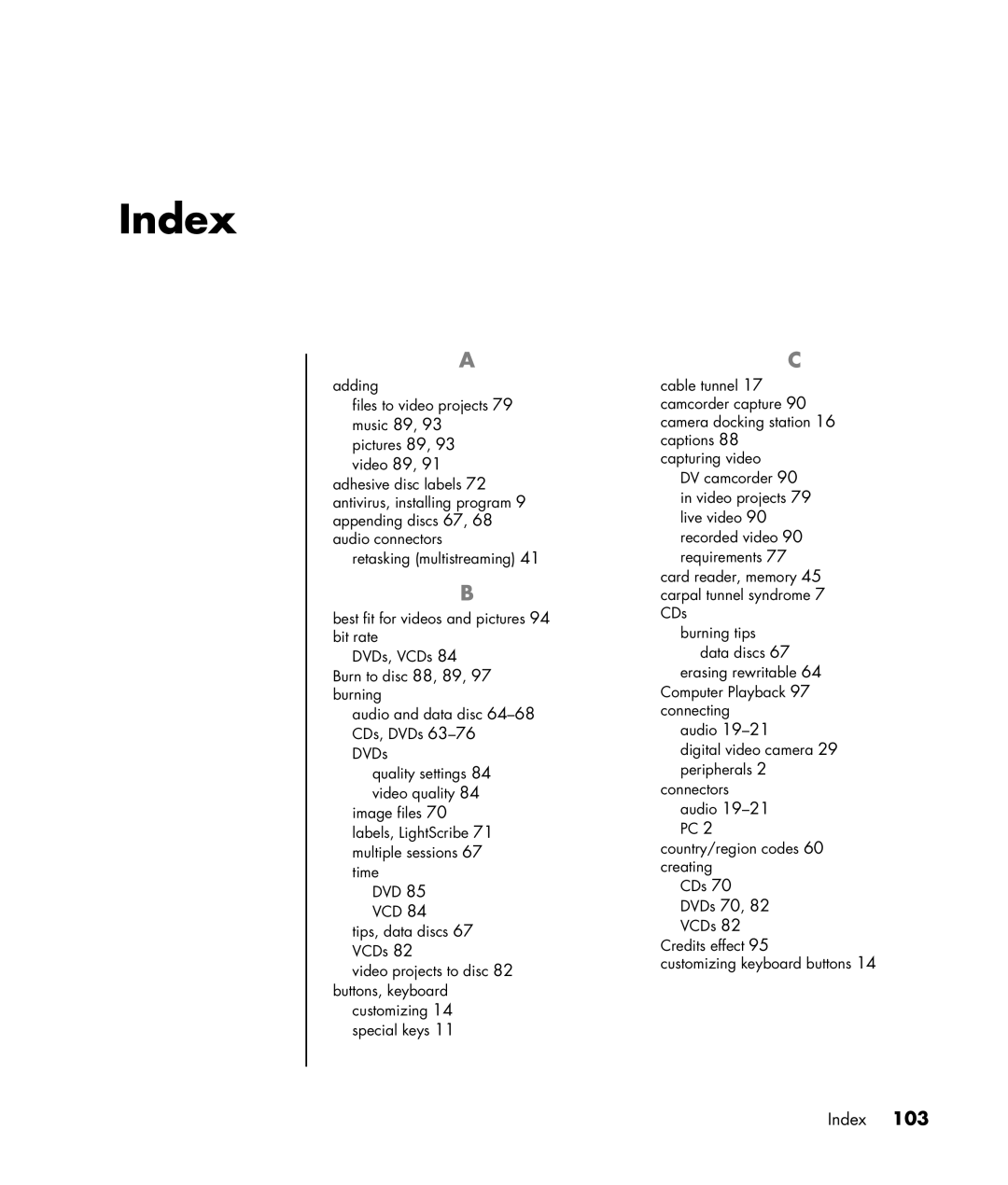 HP a1217n, a1320y, a1428x, a1339d manual Index 