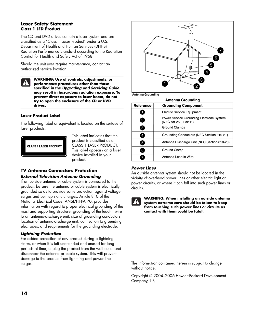 HP a1338hk, a1370a, a1339d manual Class 1 LED Product, Laser Product Label 