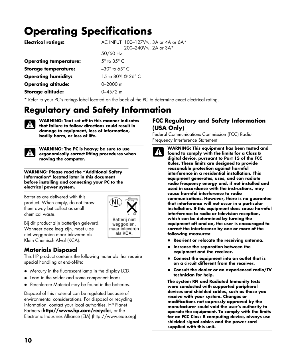 HP a1410y manual Regulatory and Safety Information 