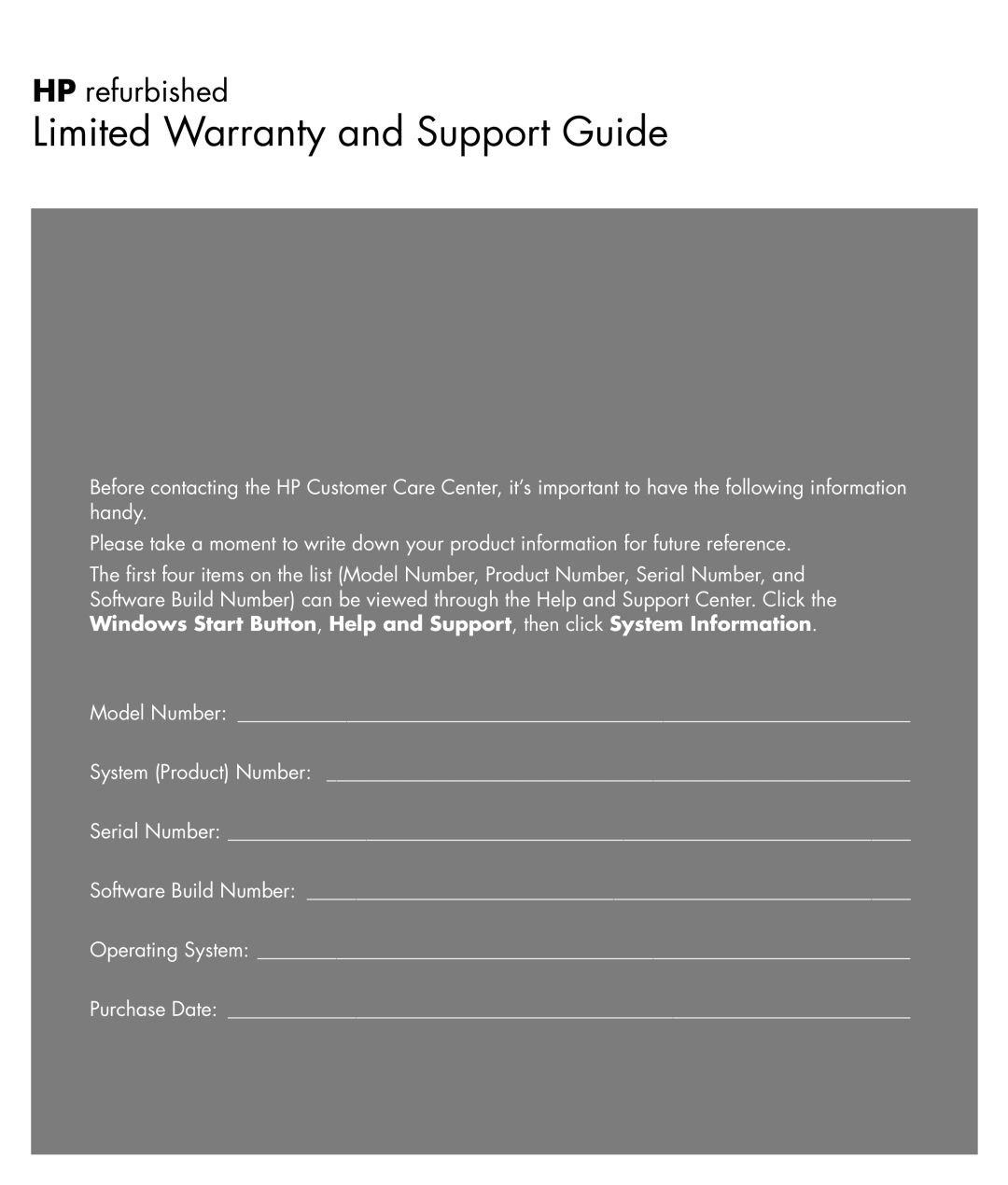 HP a1510y, a1520e, a1750y, SR5130NX, SR5123WM, SR5113WM, SR5110NX, SR5109NX, SR5102HM manual Limited Warranty and Support Guide 