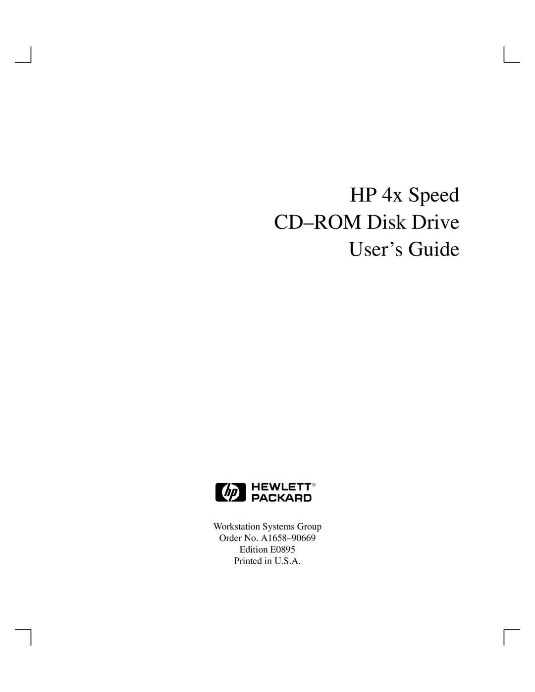 HP A165890669 manual HP 4x Speed CD±ROM Disk Drive Users Guide 