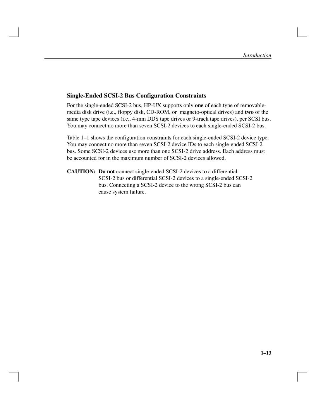 HP A165890669 manual Single-Ended SCSI-2 Bus Configuration Constraints 