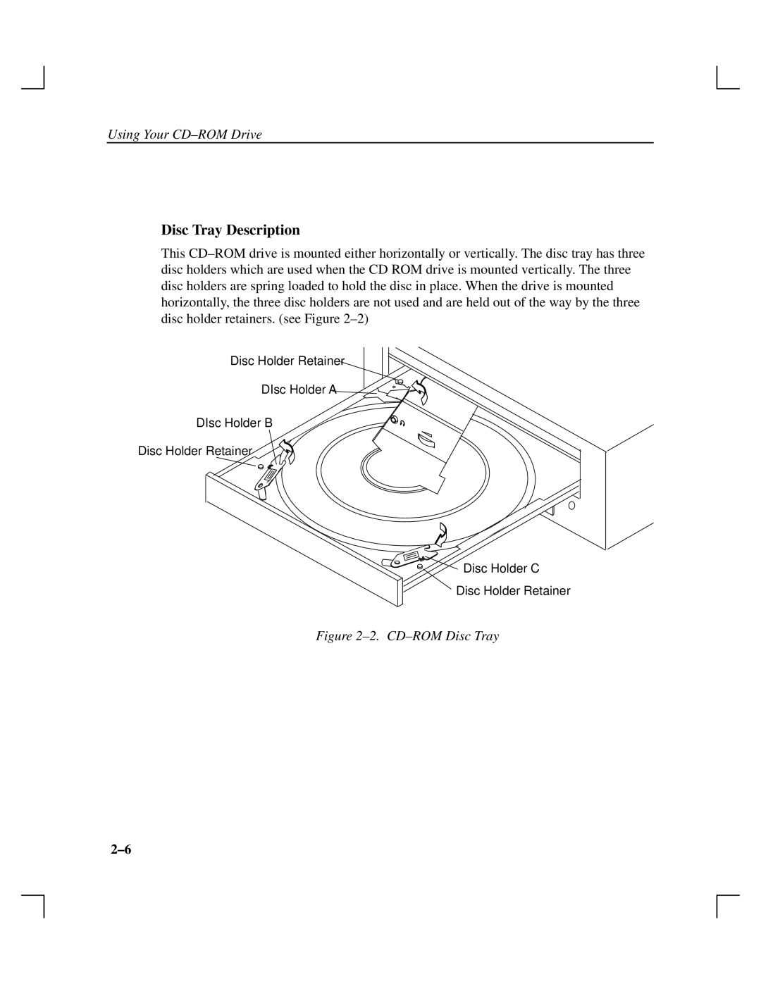 HP A165890669 manual Disc Tray Description, ±2. CD±ROM Disc Tray 