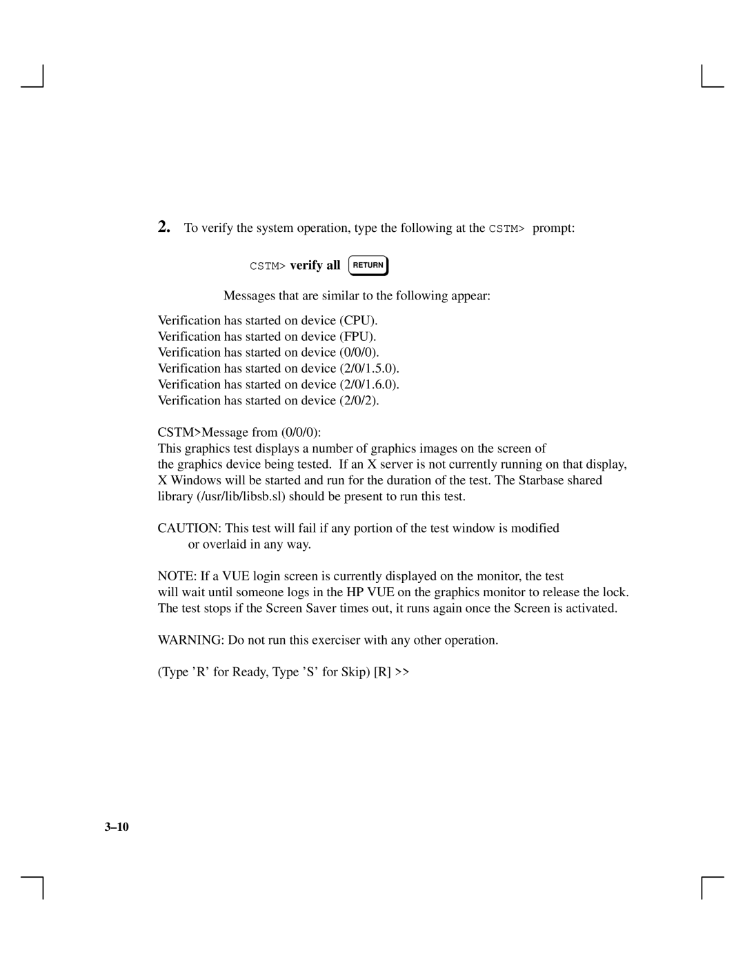 HP A165890669 manual Cstm verify all Return 