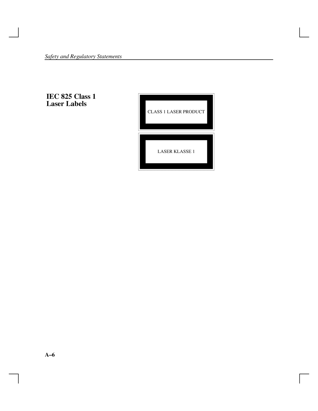 HP A165890669 manual IEC 825 Class Laser Labels 