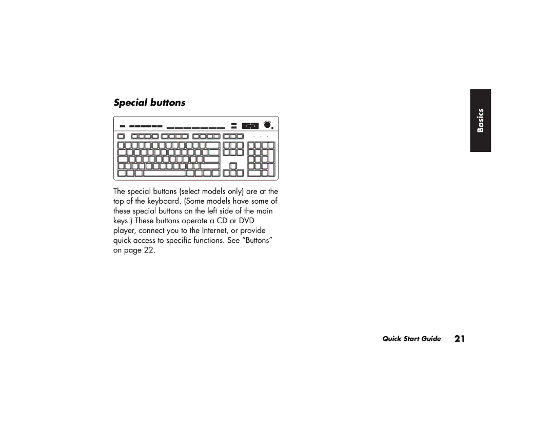 HP a110.uk, a170.uk, a118.uk, a115.uk, a120.uk manual Special buttons 