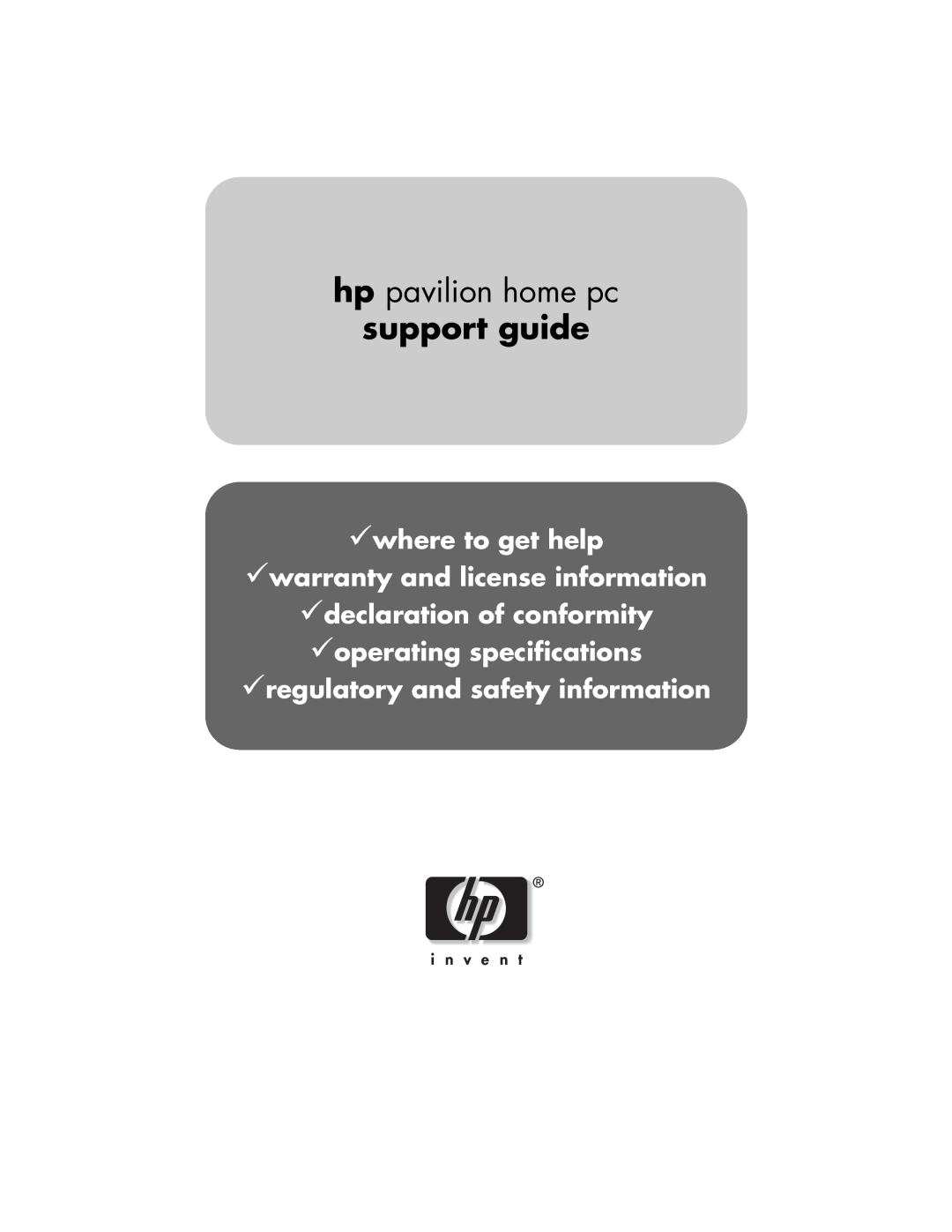 HP a145.uk, a171.uk, a150.uk manual where to get help warranty and license information, hp pavilion home pc, support guide 