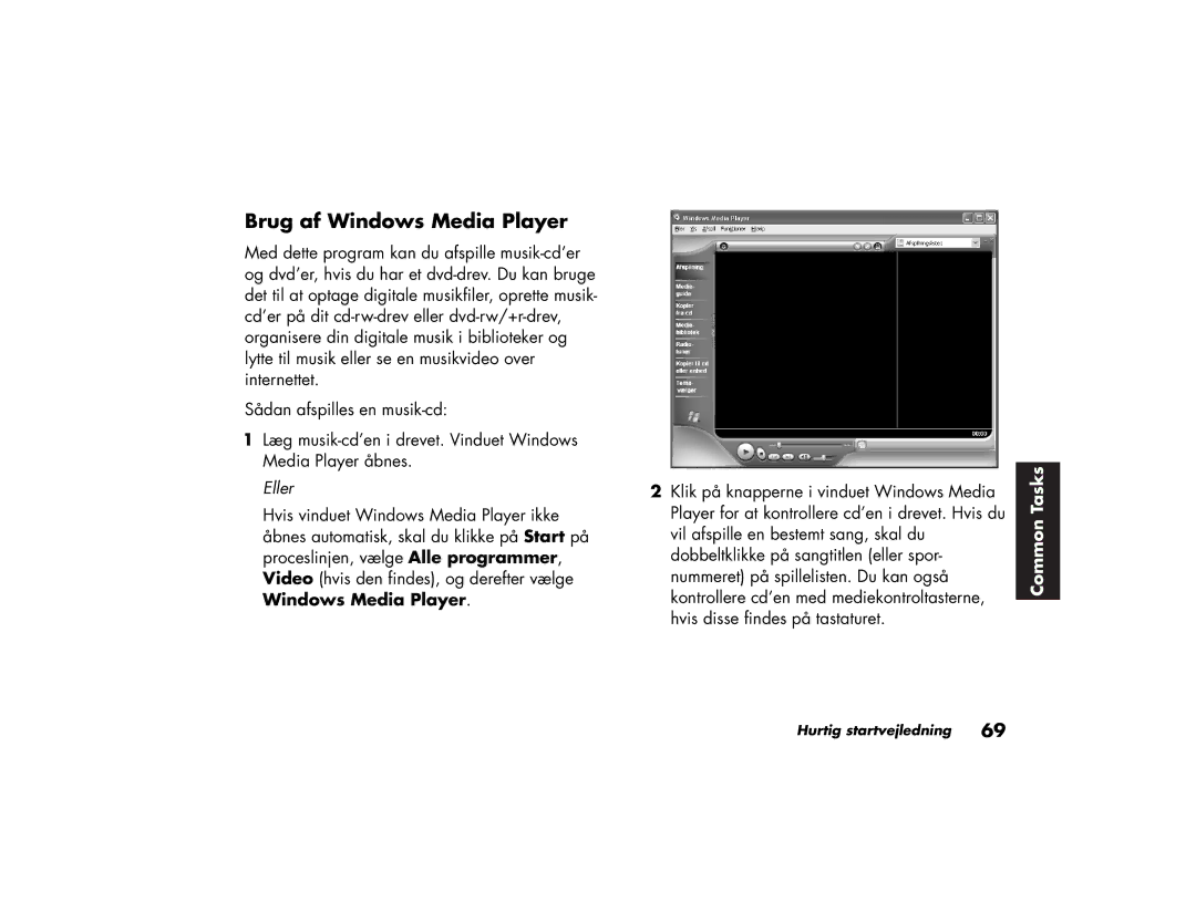 HP a210.dk, a200.dk, a230.dk, a220.dk manual Brug af Windows Media Player 