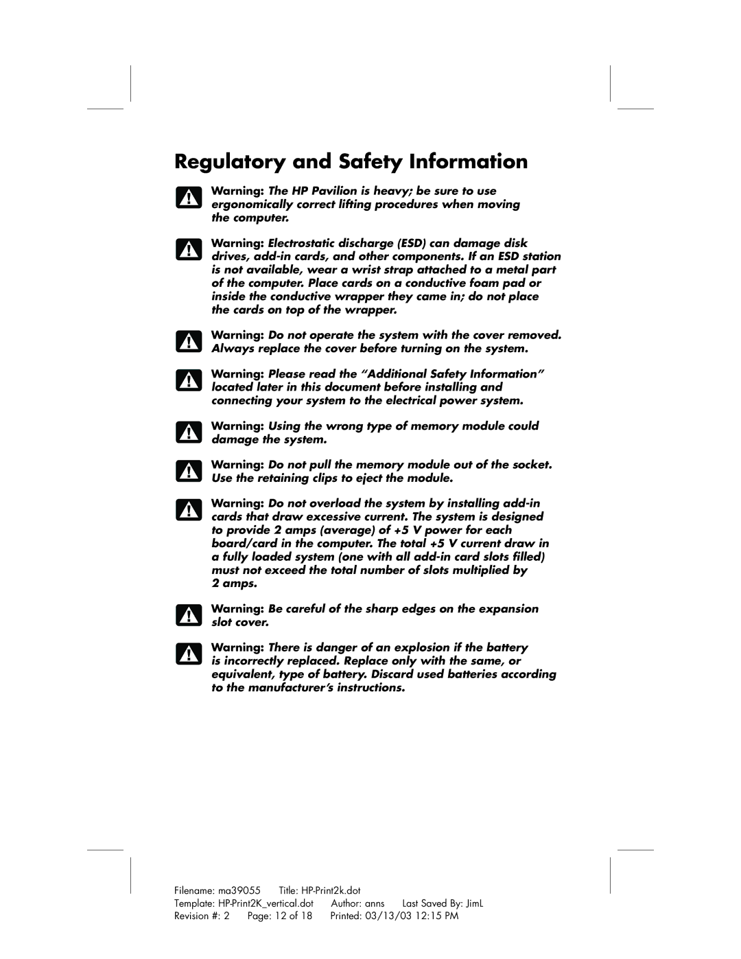 HP a210a (ap), a220a (ap) manual Regulatory and Safety Information, Amps 