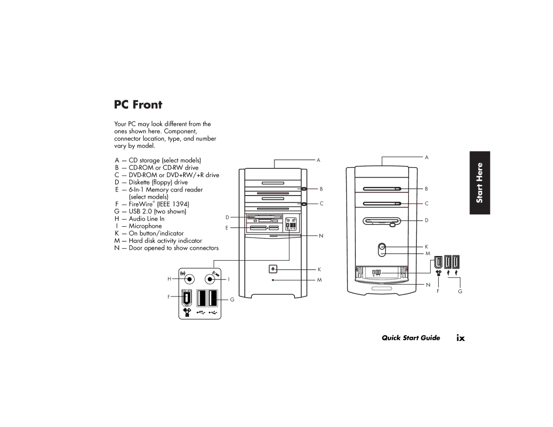 HP a220a (ap), a210a (ap) manual PC Front 