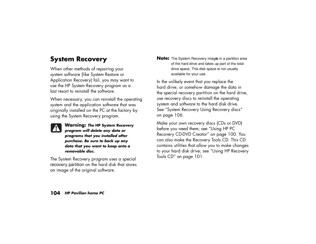 HP a219.uk, a210.uk manual System Recovery 