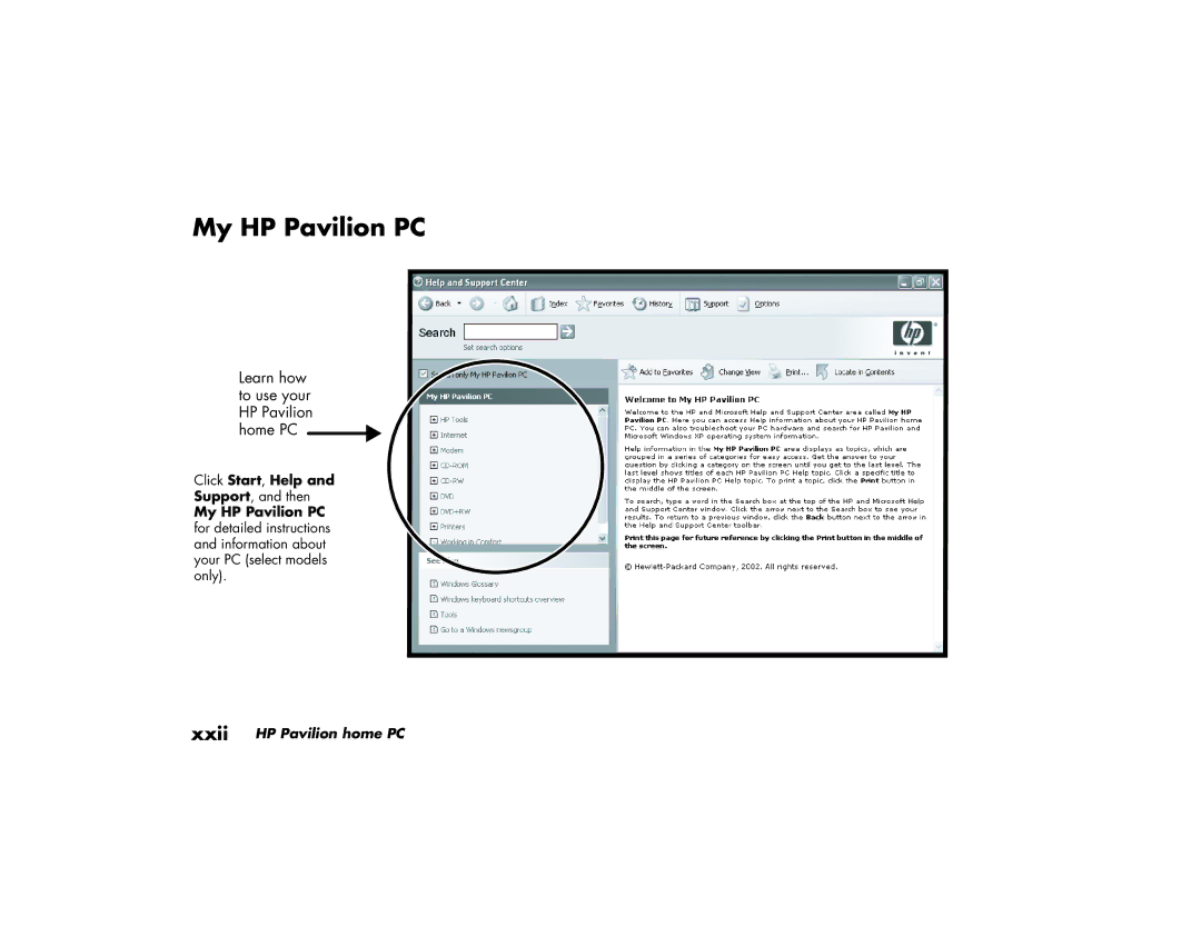 HP a219.uk, a210.uk manual My HP Pavilion PC, Learn how to use your HP Pavilion home PC 