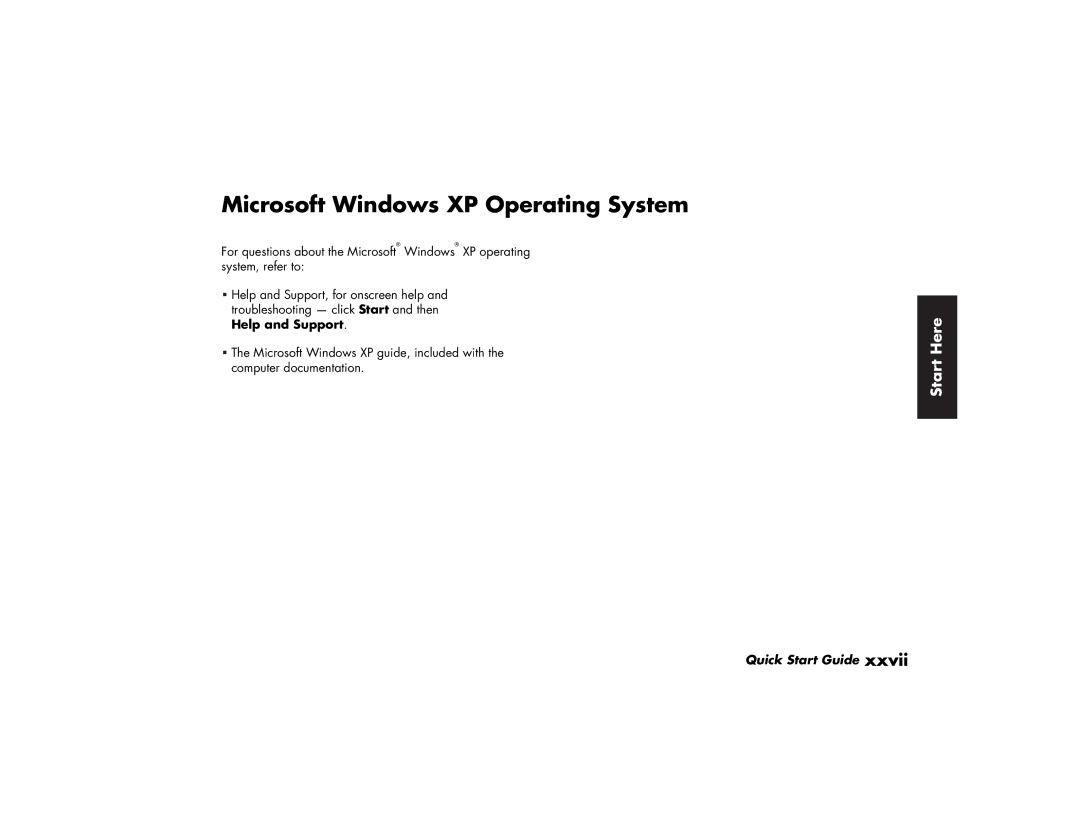 HP a210.uk, a219.uk manual Microsoft Windows XP Operating System 