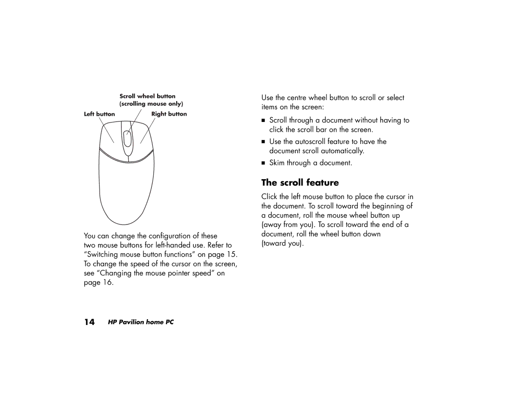 HP a219.uk, a210.uk manual Scroll feature 