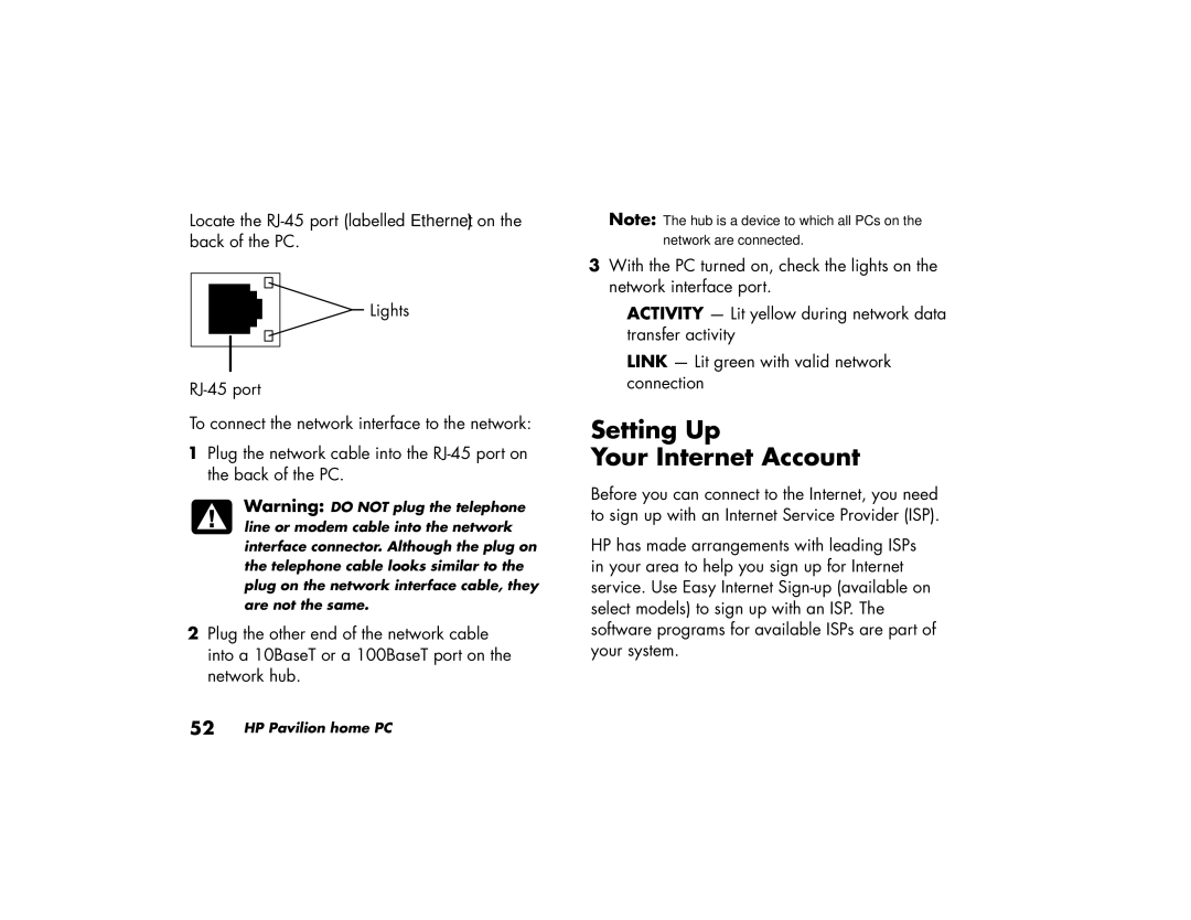 HP a219.uk, a210.uk manual Setting Up Your Internet Account 