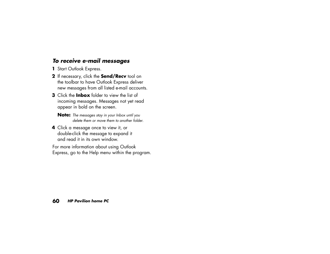 HP a219.uk, a210.uk manual To receive e-mail messages 