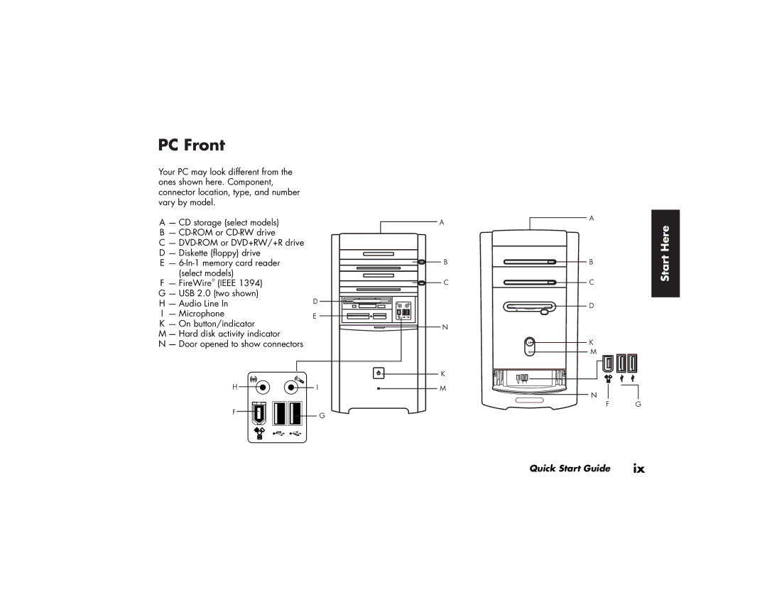 HP a210.uk, a219.uk manual PC Front 