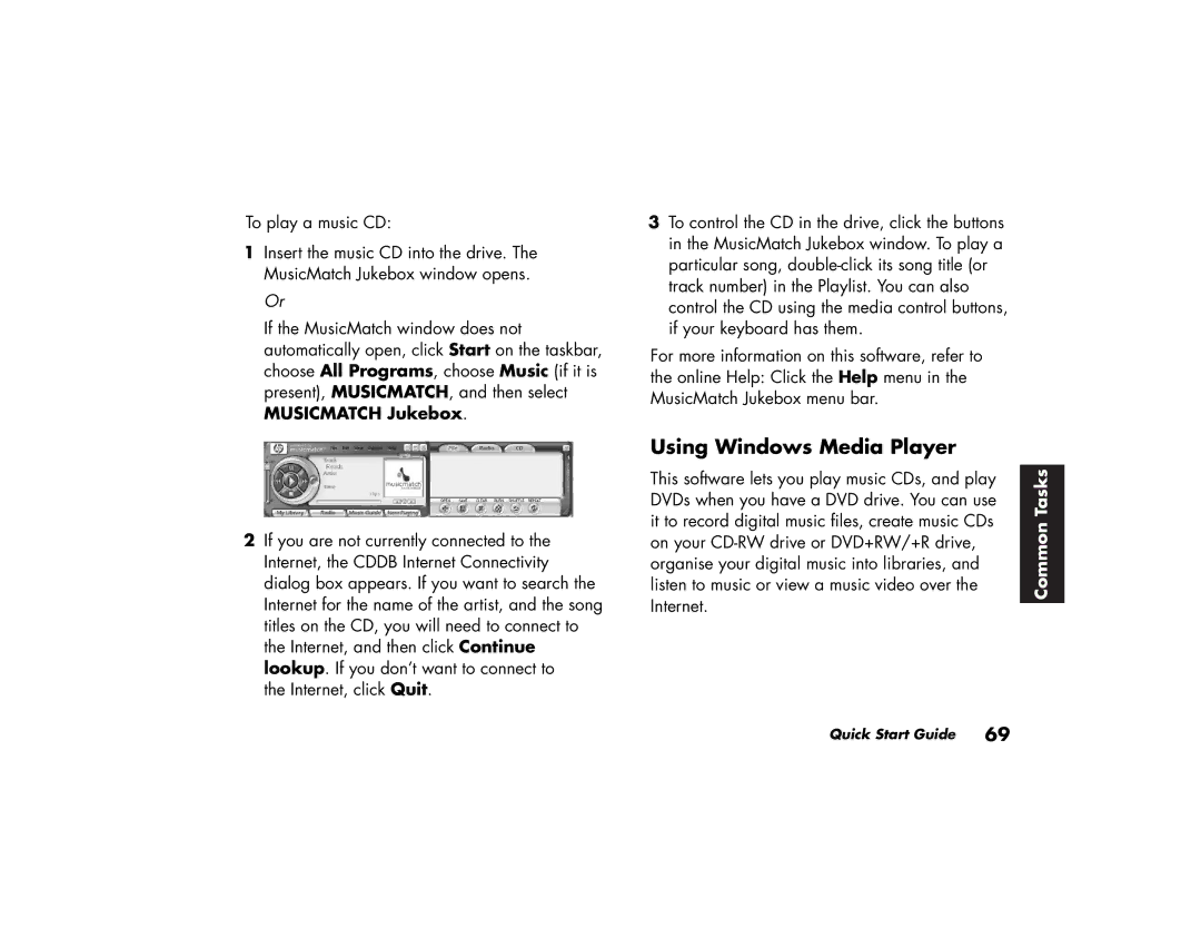 HP a210.uk, a219.uk manual Using Windows Media Player 