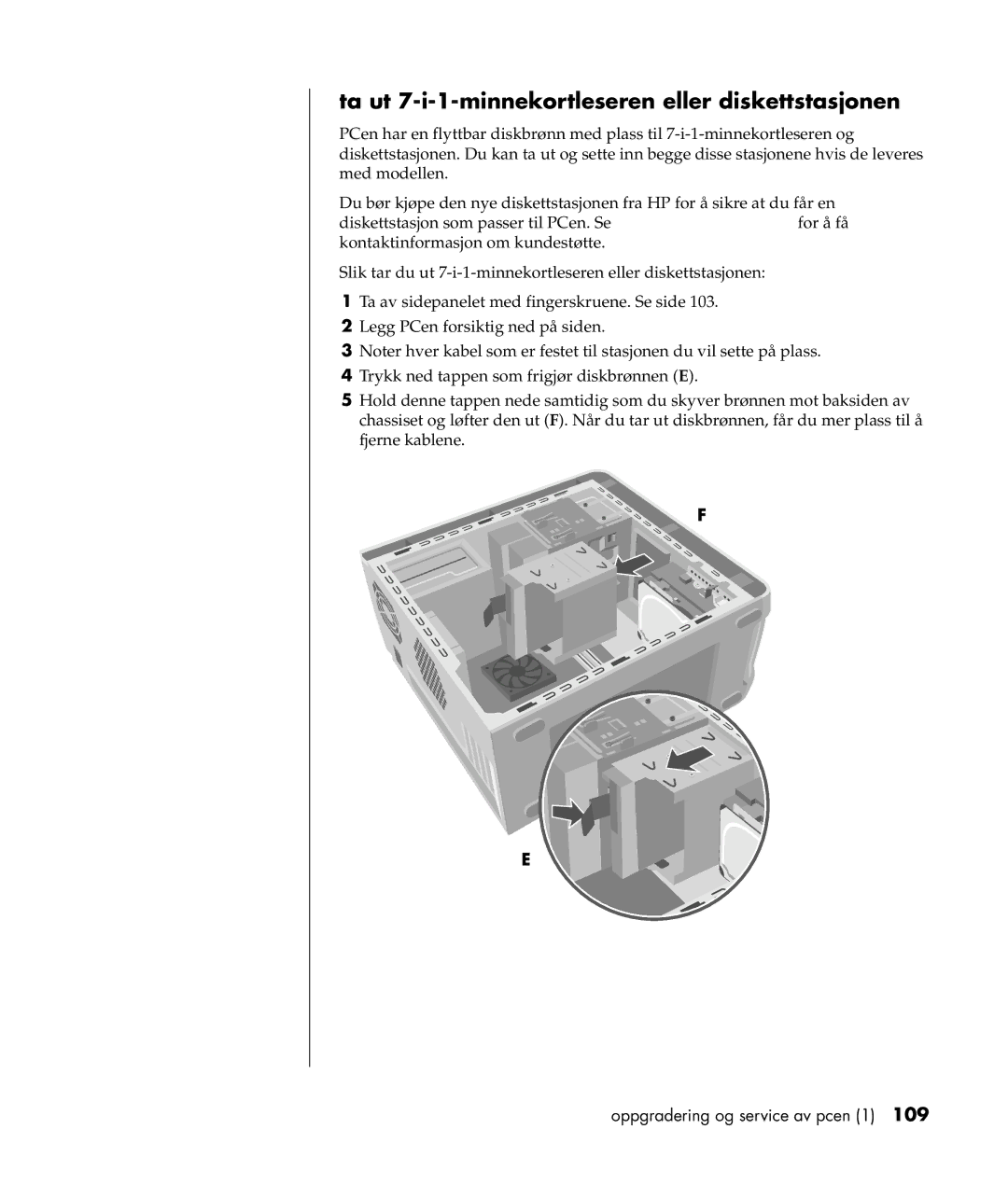 HP a300.no manual Ta ut 7-i-1-minnekortleseren eller diskettstasjonen 