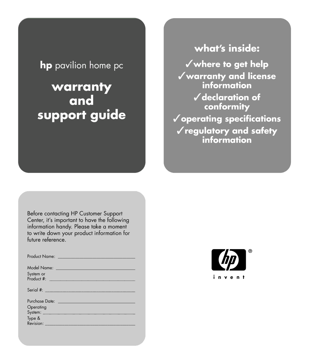 HP a305I (ap) manual Warranty Support guide 