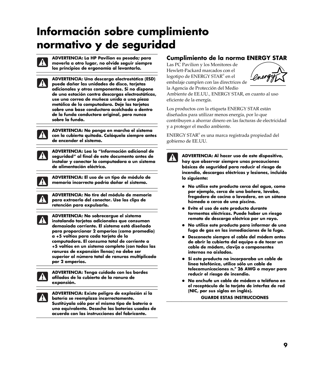 HP a305wm (la) manual Información sobre cumplimiento normativo y de seguridad, Cumplimiento de la norma Energy Star 