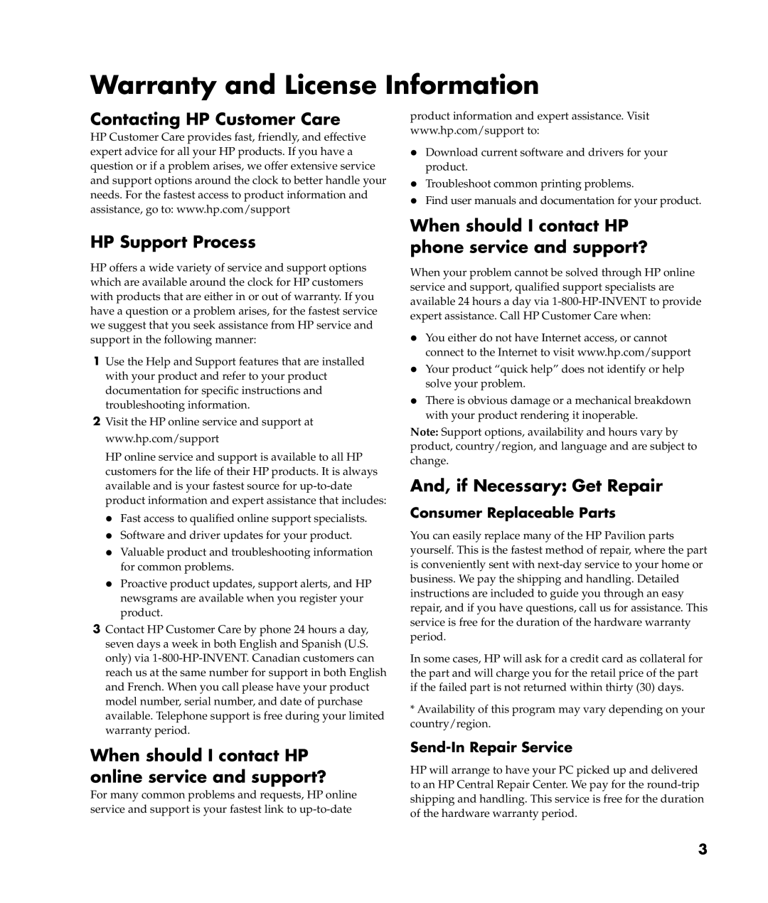 HP a302x, a307x, a306x, a305w, a300n, m390n, m380n, m377n, m376n, m370n manual Warranty and License Information 