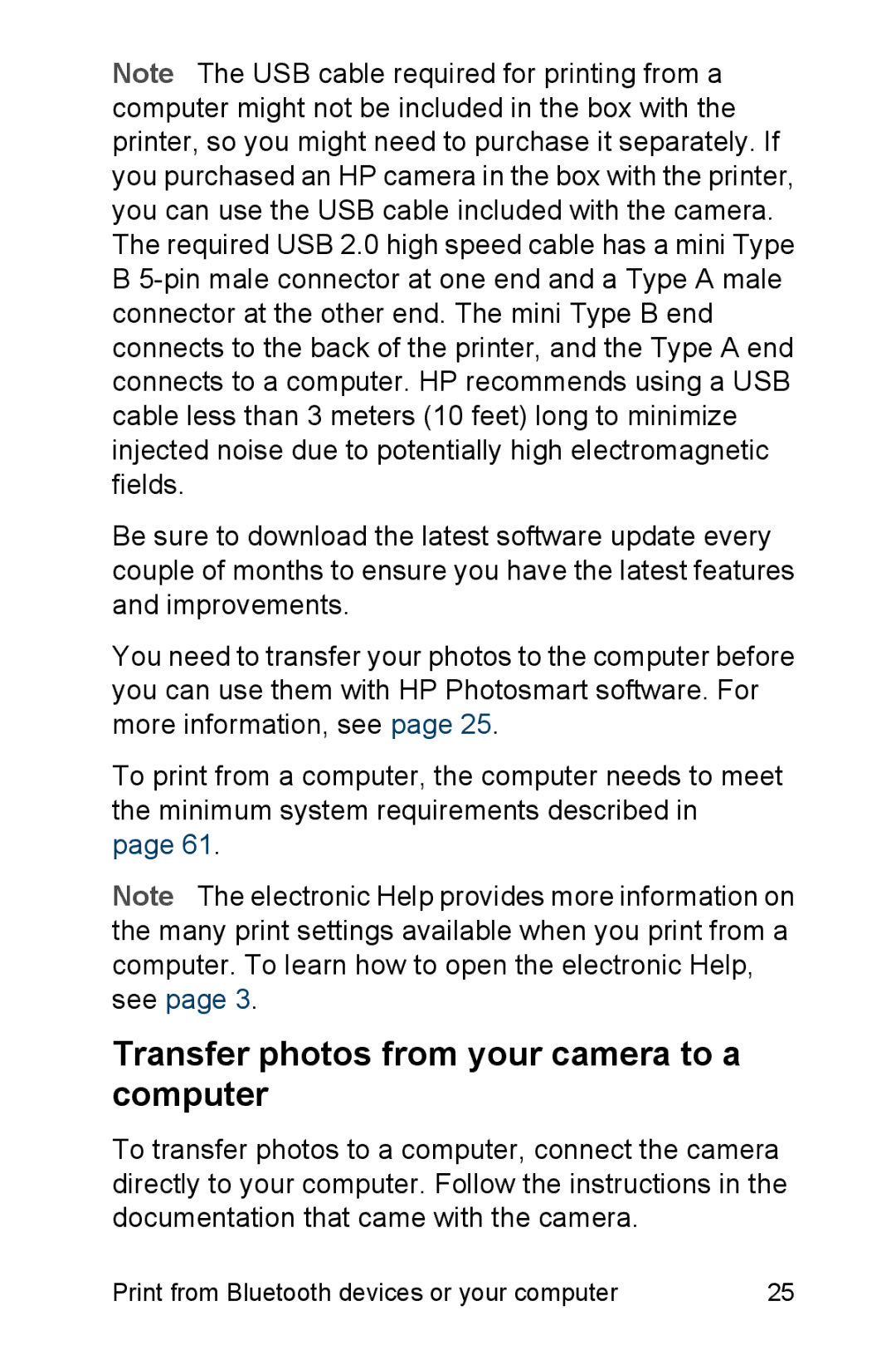 HP A310 manual Transfer photos from your camera to a computer 