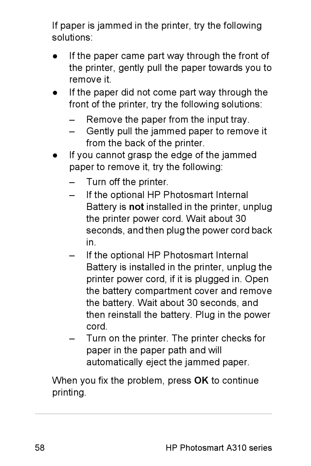 HP manual HP Photosmart A310 series 