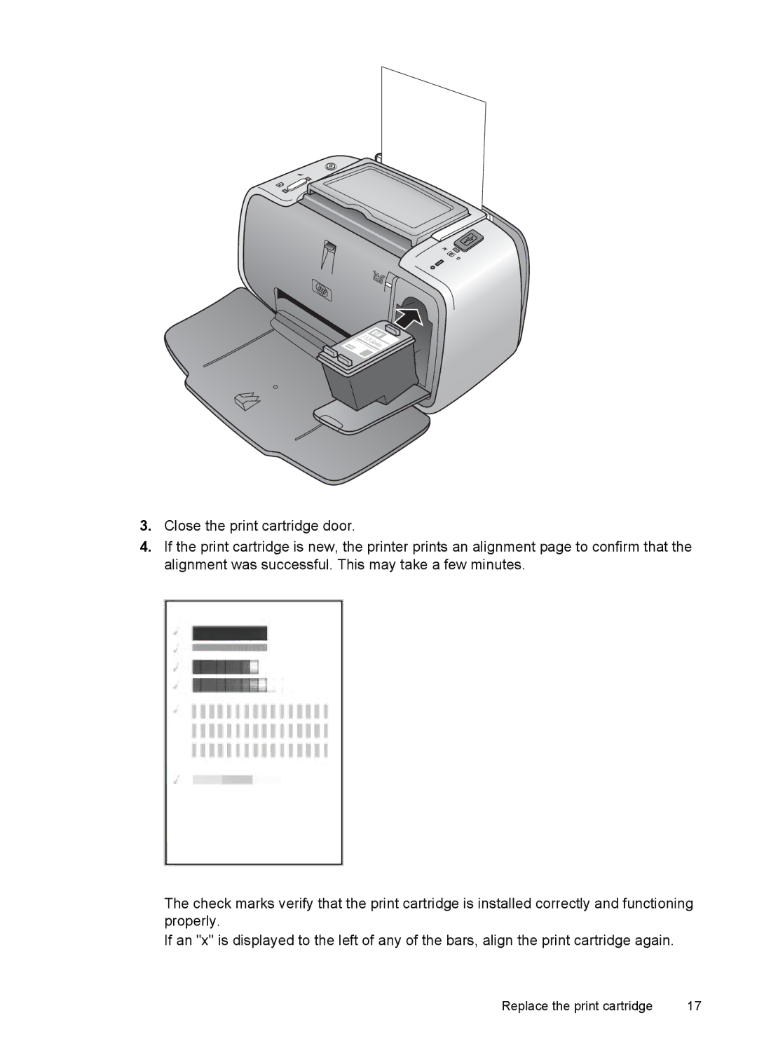 HP A320 manual Replace the print cartridge 