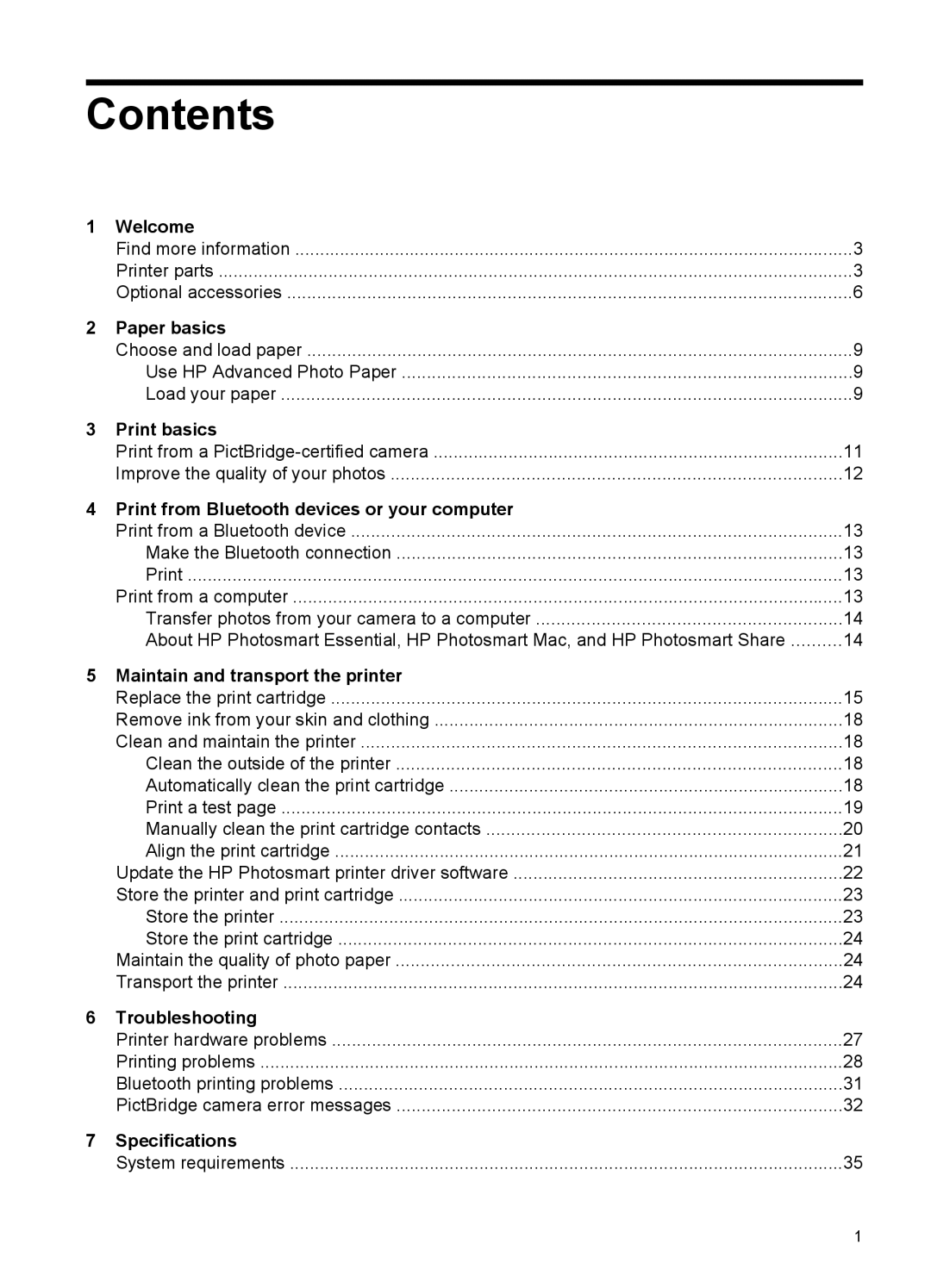 HP A320 manual Contents 