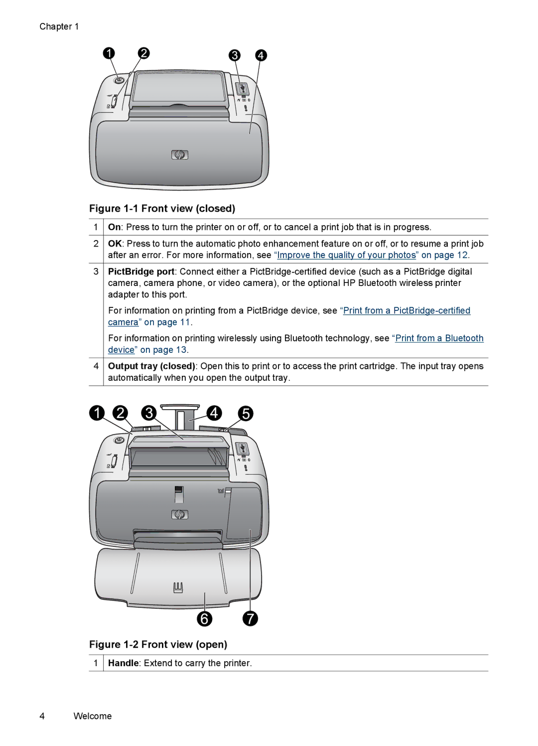 HP A320 manual Front view closed 