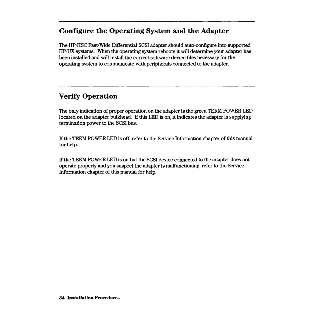 HP A3644A, A2969A manual Configure the Operating System and the Adapter, Verm Operation 