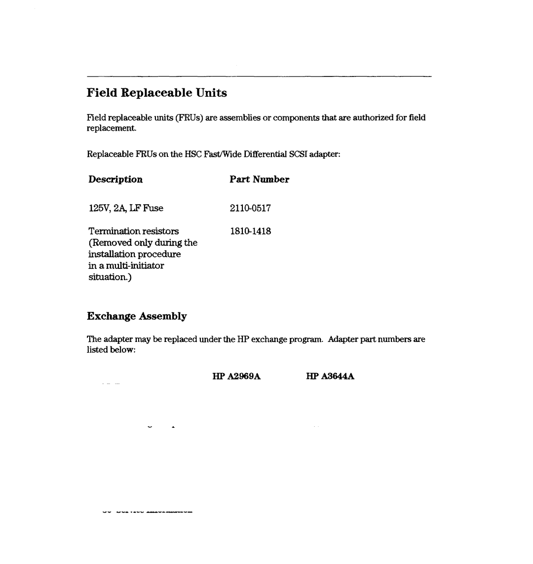 HP A3644A, A2969A manual Field Replaceable Units 