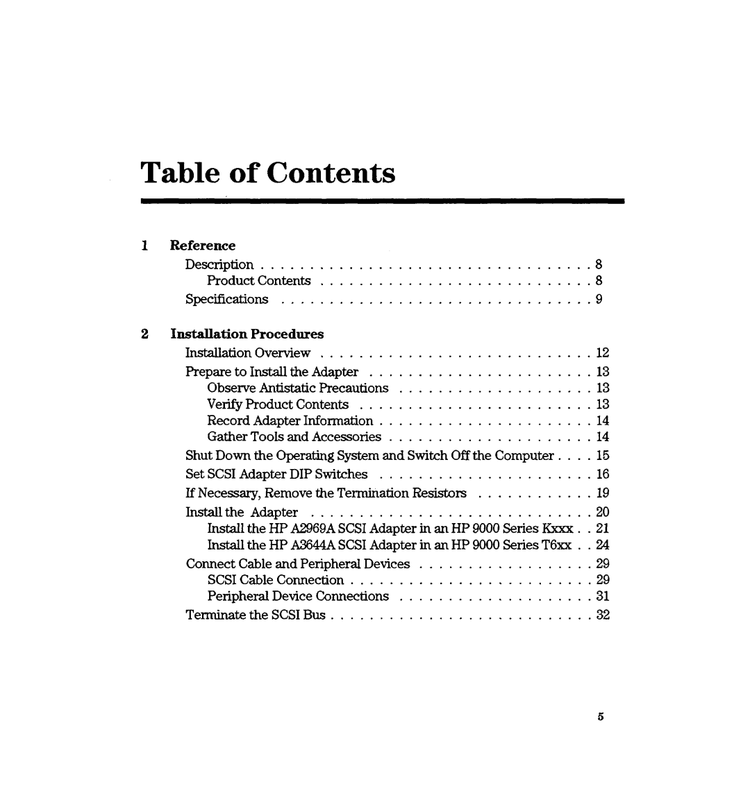 HP A2969A, A3644A manual Table of Contents 