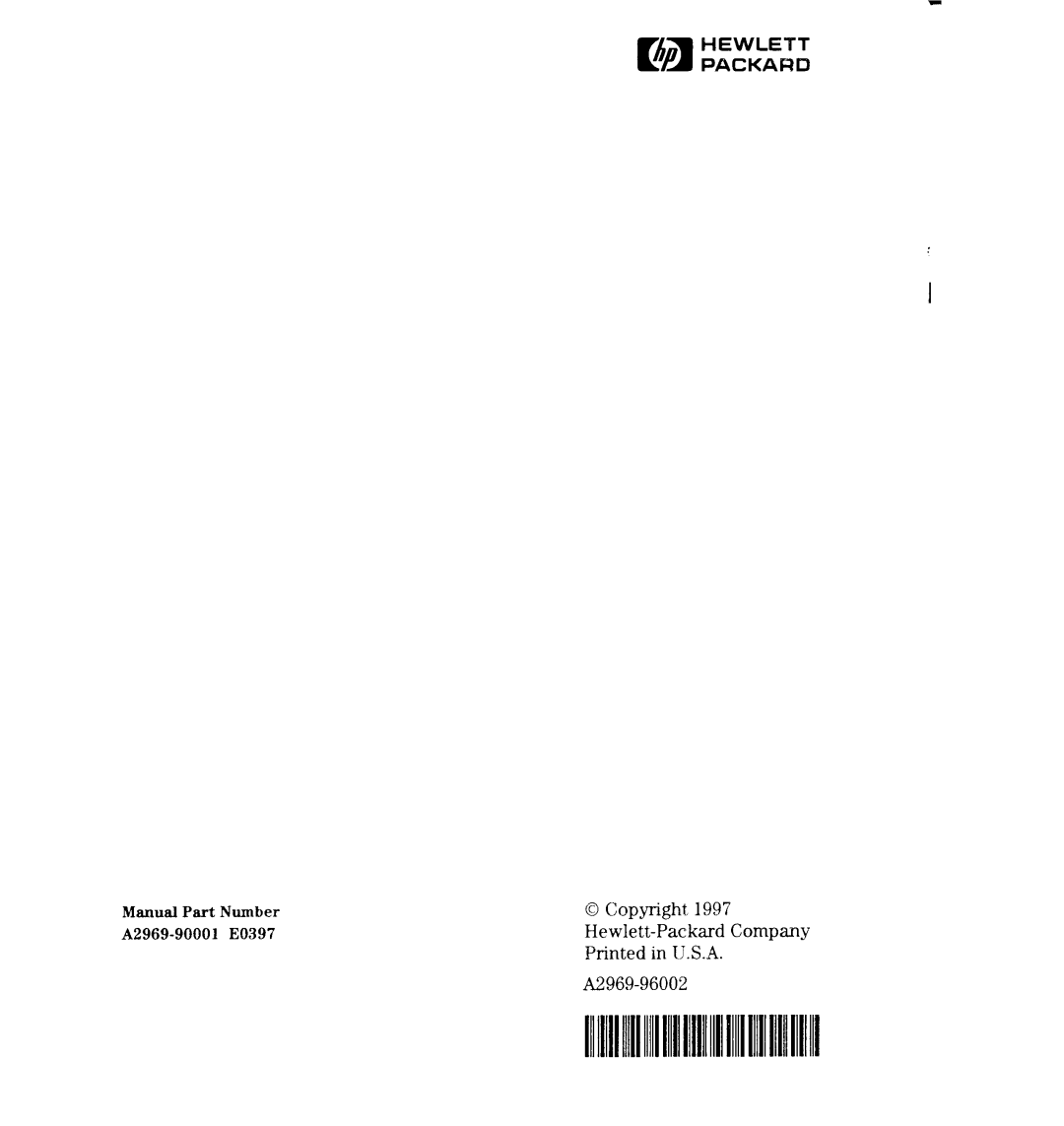 HP A2969A, A3644A manual Copyright Hewlett-Packard Company A2969-96002 