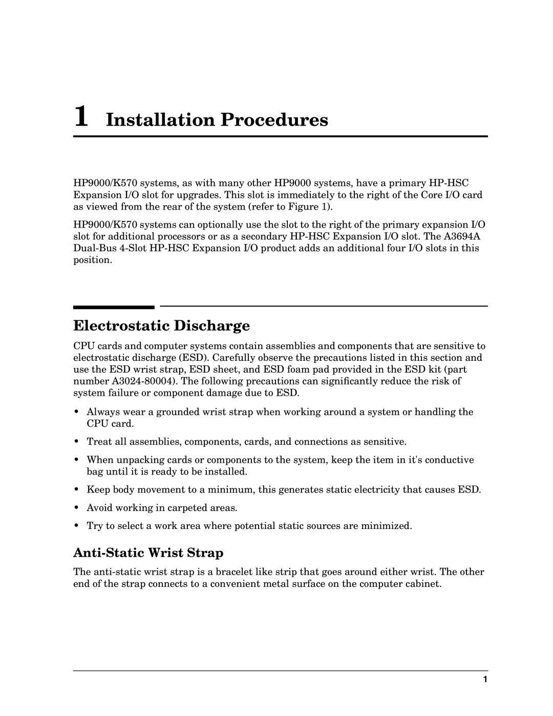 HP K570, A3694A manual Electrostatic Discharge, Anti-Static Wrist Strap 